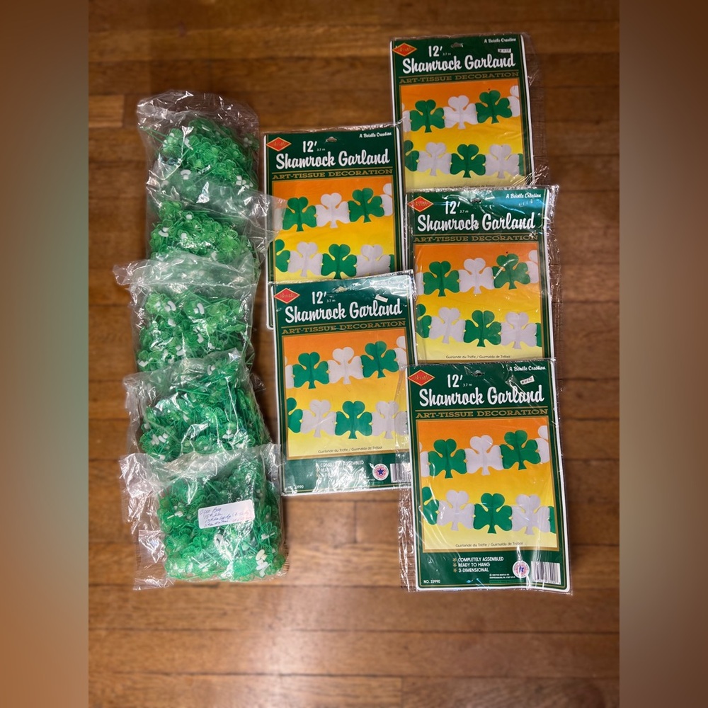 Vintage Green Shamrock Garland Party Decoration St. Patrick's Day Garland